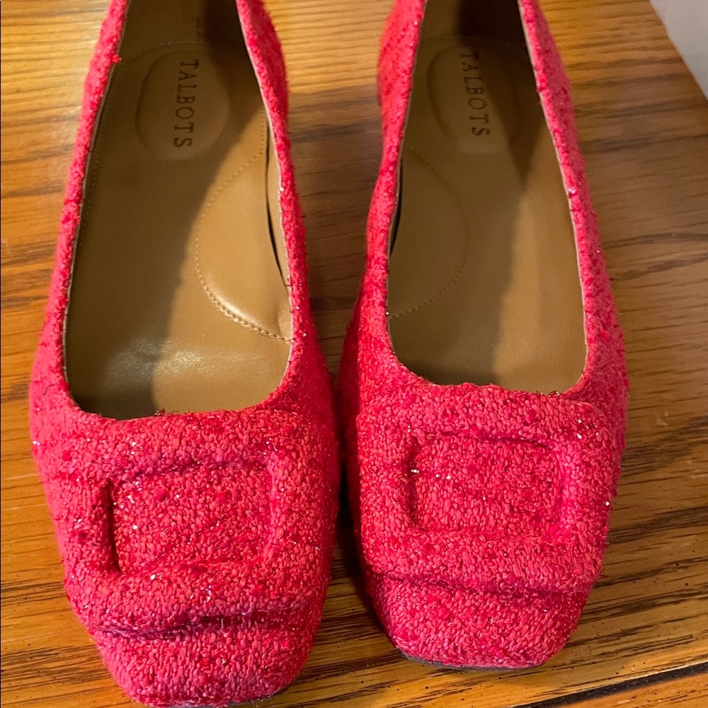 Talbots new red buckle flats with low heel